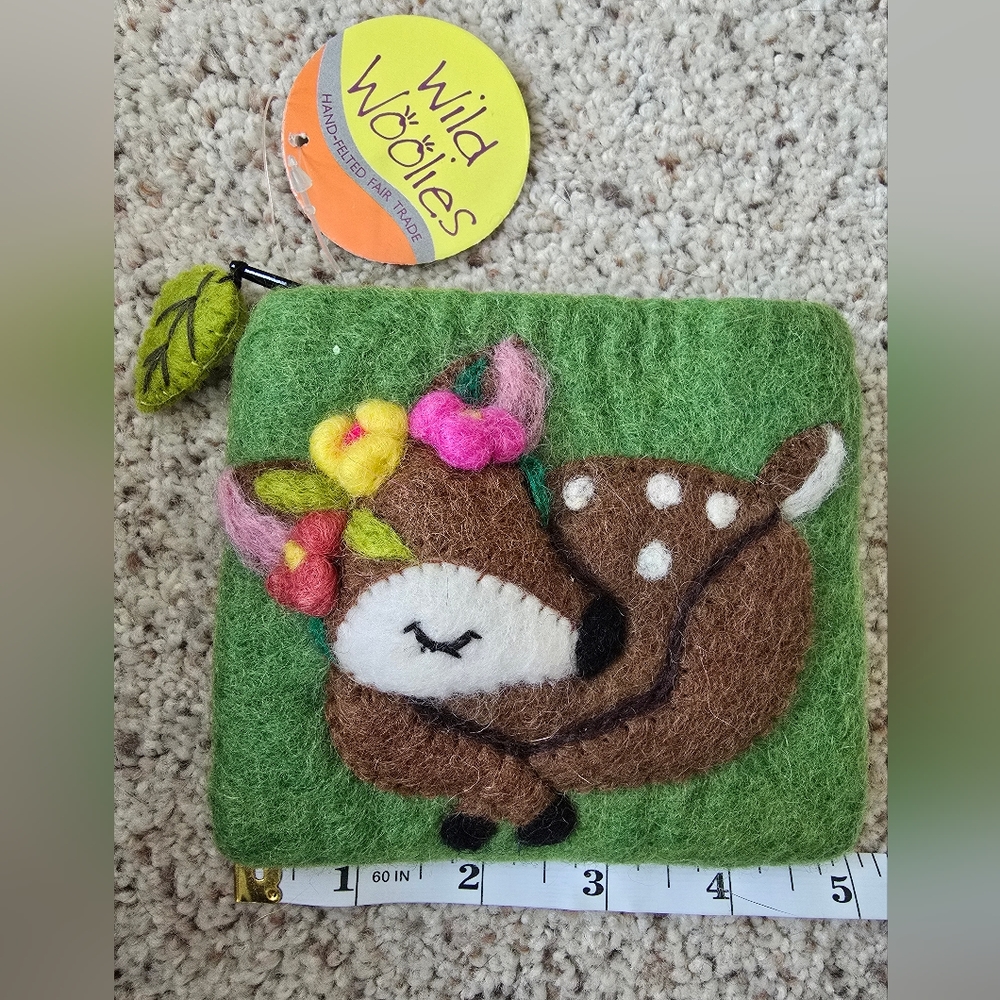🦌Green Felt Deer Coin Purse